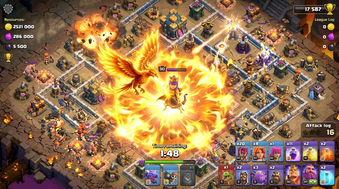 Spirit Fox, Phoenix, and L.A.S.S.I hero pets ranked S-tier for COC 2026 with hero pairing icons