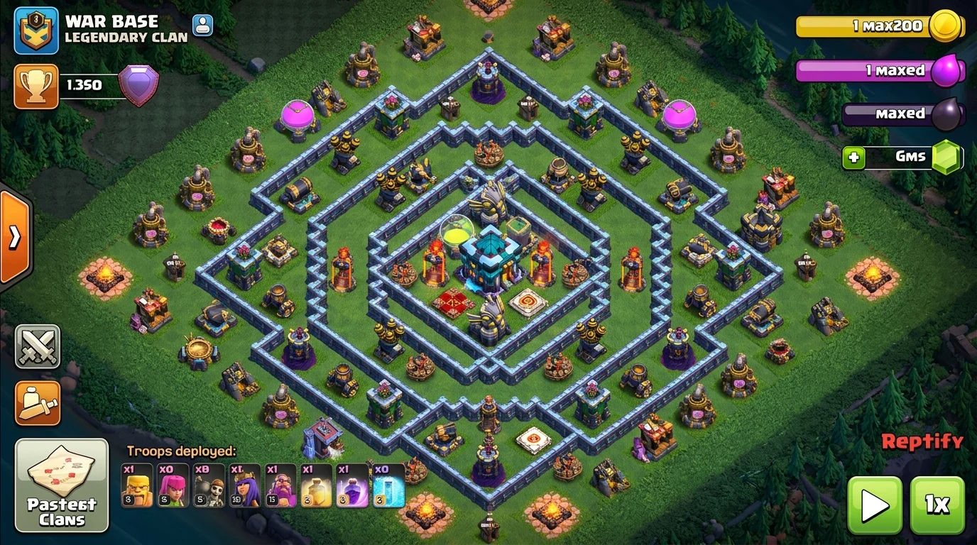 TH15 war base layout with Monolith and Eagle Artillery positioned for maximum defense