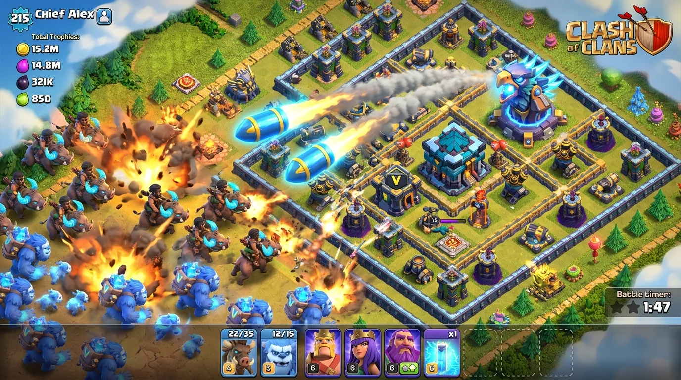 TH15 Clan Castle positioning and Eagle Artillery trap setup for anti-3-star war defense