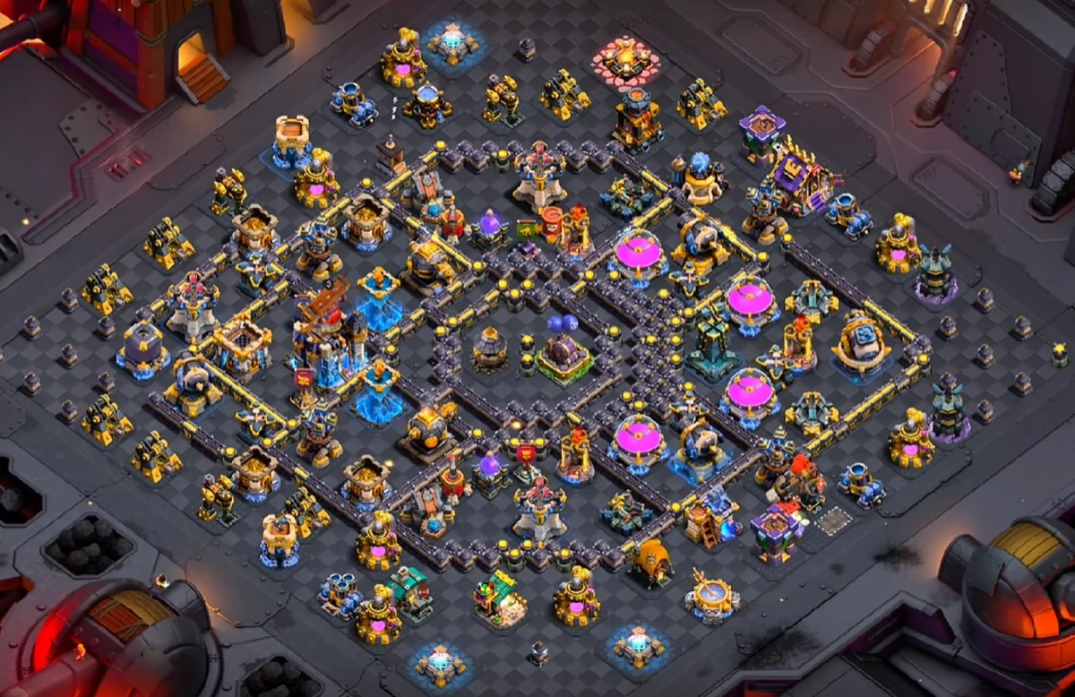 TH18 Hybrid Base layout balancing loot protection and defense stars - the daily driver layout for general matchmaking and active play