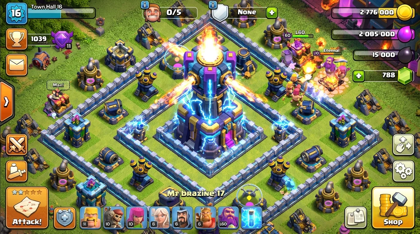 TH16 hero upgrade comparison showing Barbarian King and Archer Queen level milestones